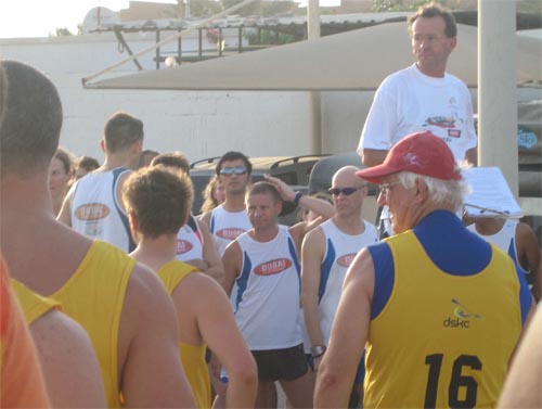 Runners v paddlers at the pre-race briefing